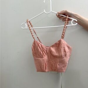 FARM Rio Pink Pleated Crop Top